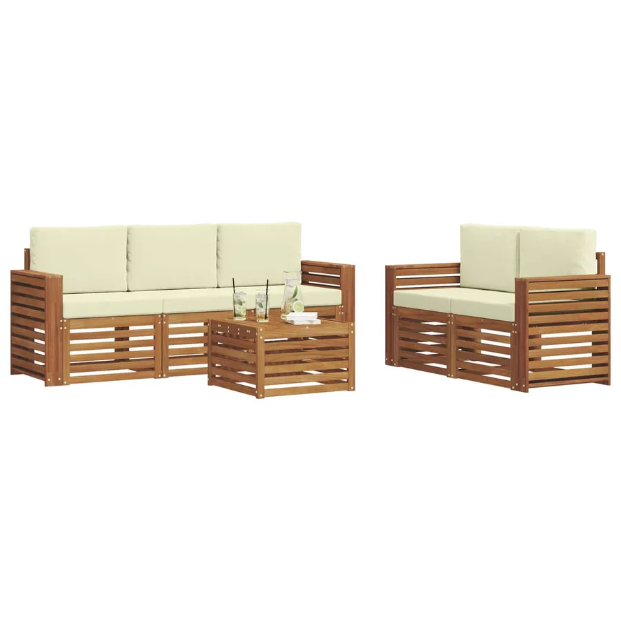 Ensembles de canapés avec coussin 6 pcs Naturel et Crème - 3