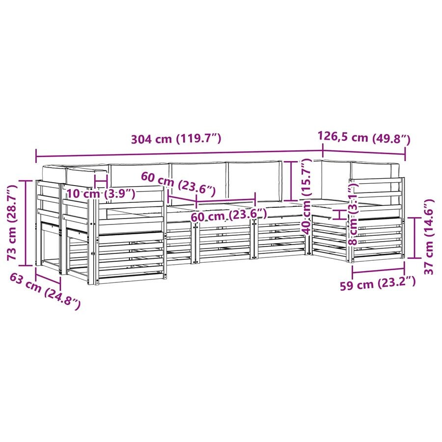 Ensemble de canapé d'angle 7 pcs Naturel et Anthracite - 9