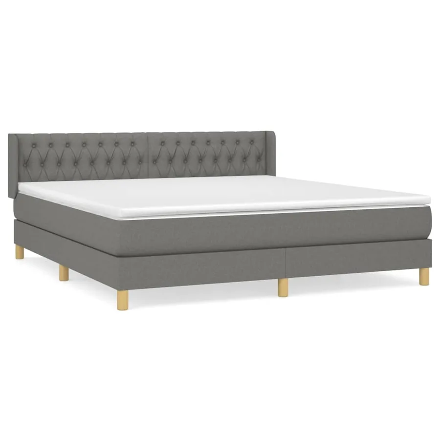 Sommier à lattes de lit avec matelas Gris foncé 180x200cm Tissu - 2