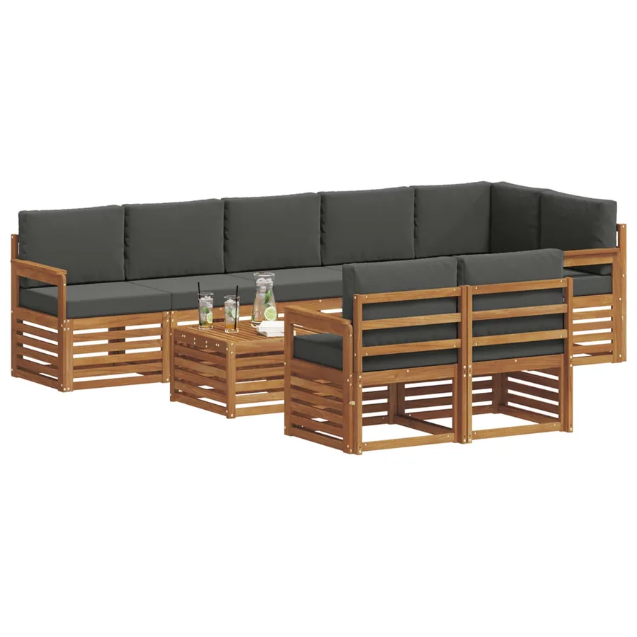 Ensembles de canapés avec coussin 9 pcs Naturel et Anthracite - 3