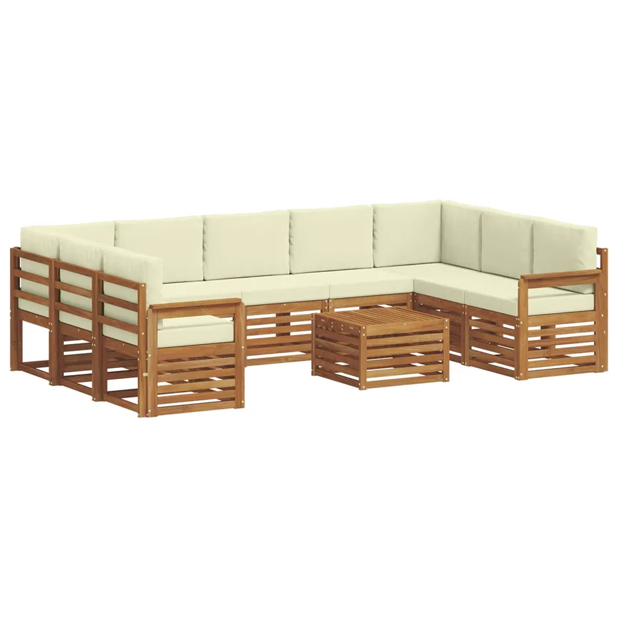 Ensembles de canapés avec coussin 10 pcs Naturel et Crème - 2