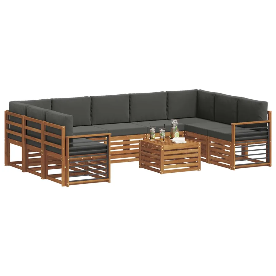 Ensembles de canapés avec coussin 10 pcs Naturel et Anthracite - 3