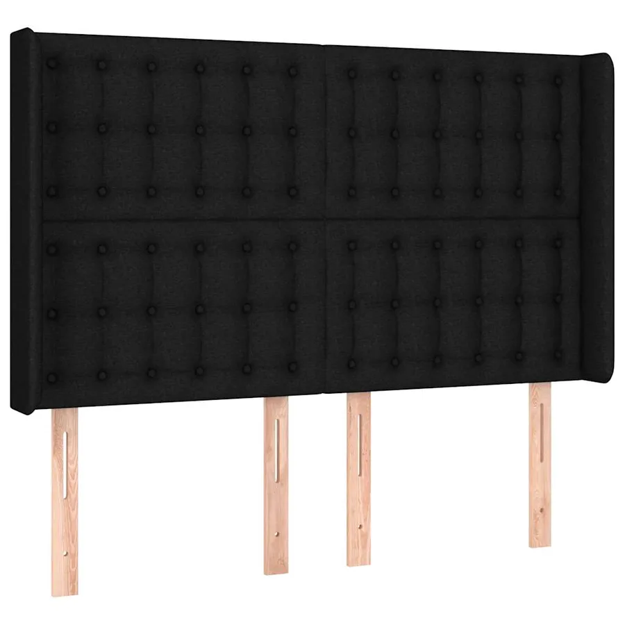 Sommier à lattes de lit matelas et LED Noir 140x200 cm Tissu - 7