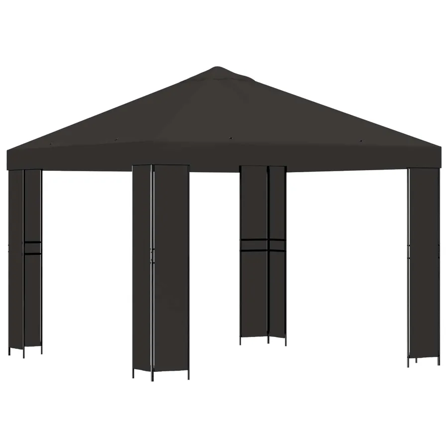 Pavillon 3 x 3 m Anthracite Polyester et Acier 190 gsm - 2