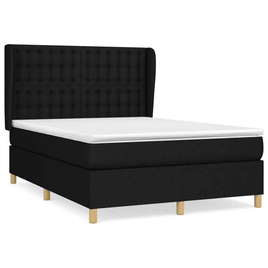 Sommier à lattes de lit avec matelas Noir 140x190 cm Tissu - 2
