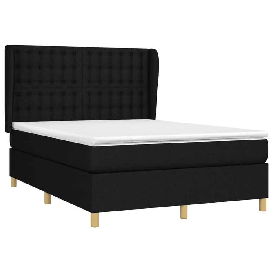 Sommier à lattes de lit avec matelas Noir 140x190 cm Tissu - 3