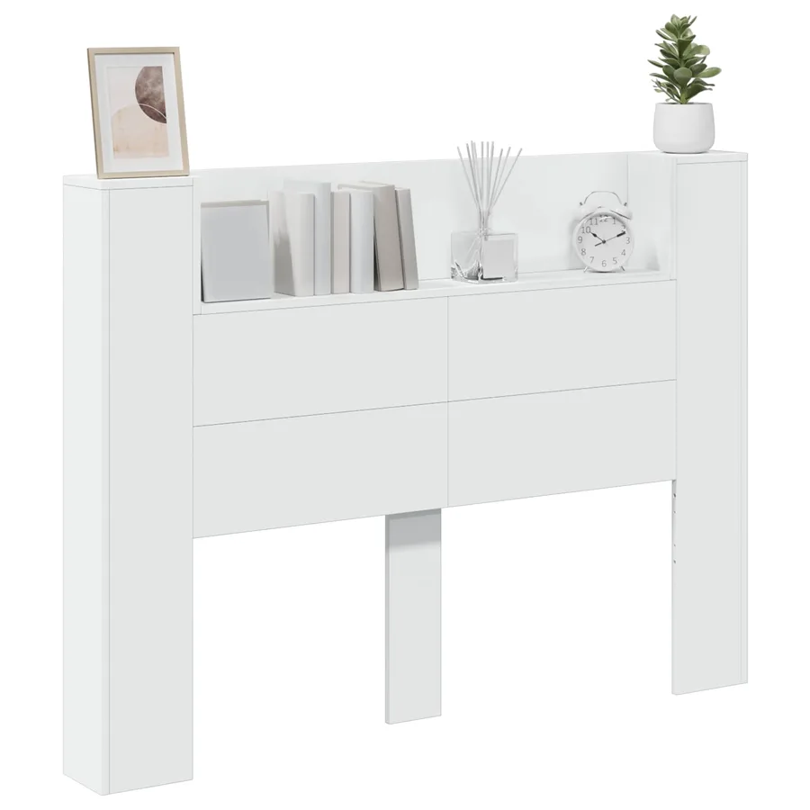 Cabinet de Tête de Lit avec LED Blanc 140 x 16,5 x 103,5 cm - 3