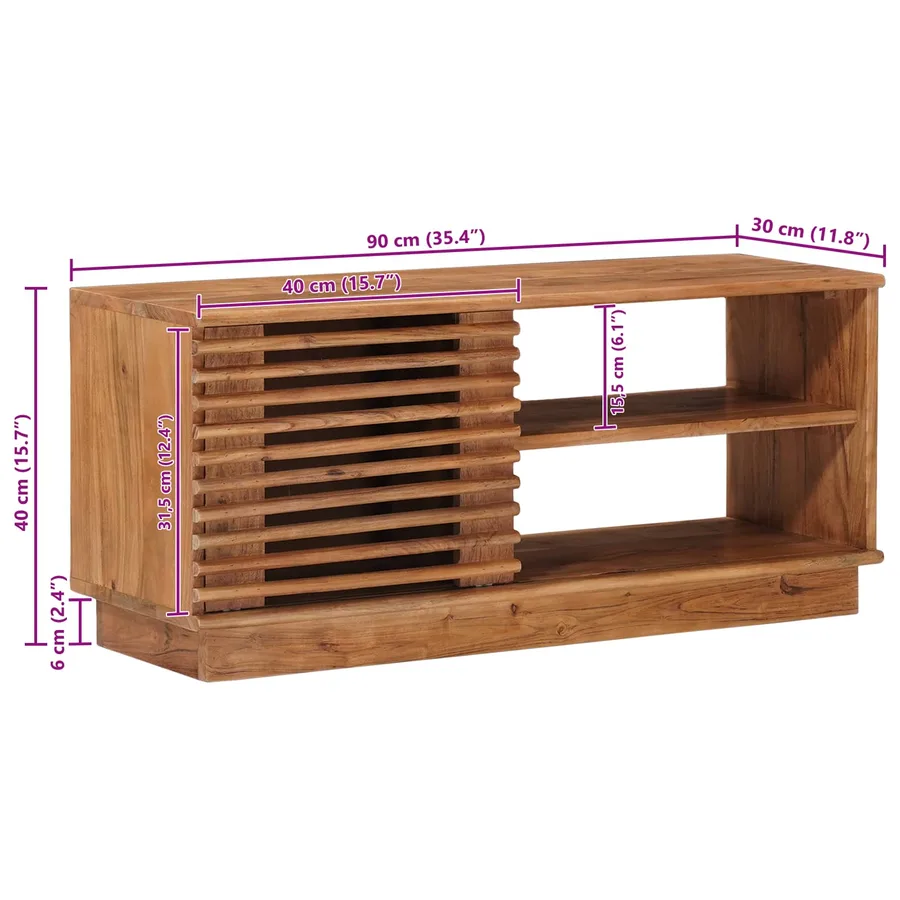 Meuble TV avec stockage avec porte Naturel 90 x 30 x 40 cm - 12