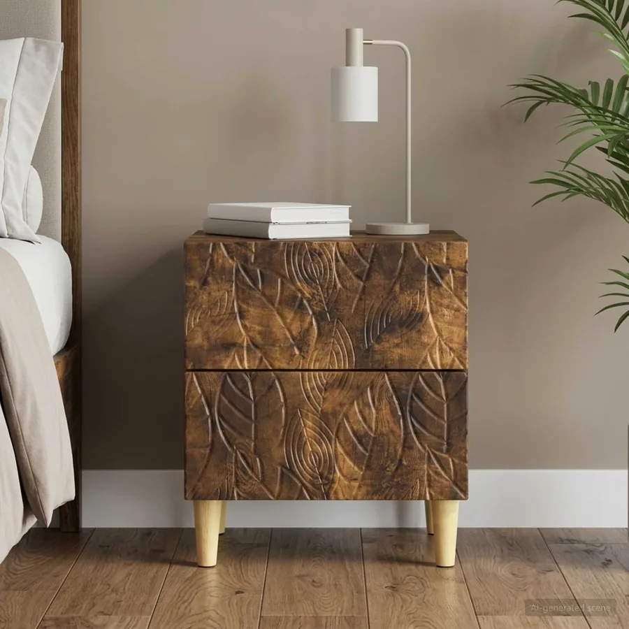 Table de chevet Chêne fumé 43 x 34,5 x 48 cm Bois d'ingénierie