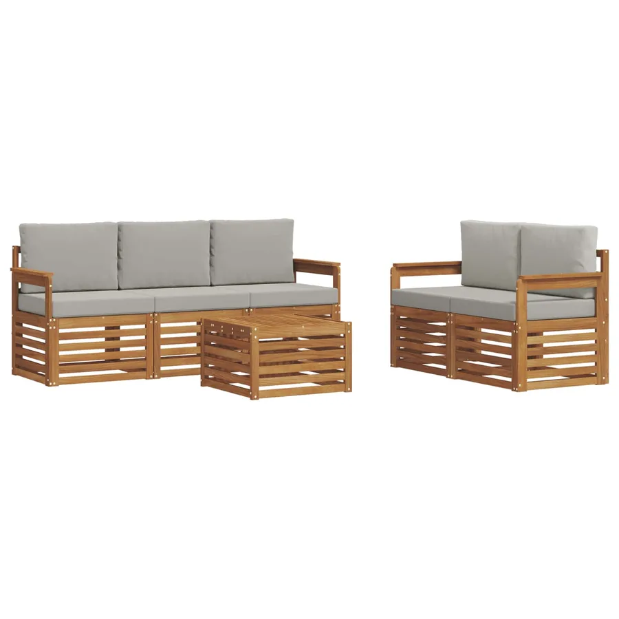 Ensembles de canapés avec coussin 6 pcs Gris Naturel et Clair - 2