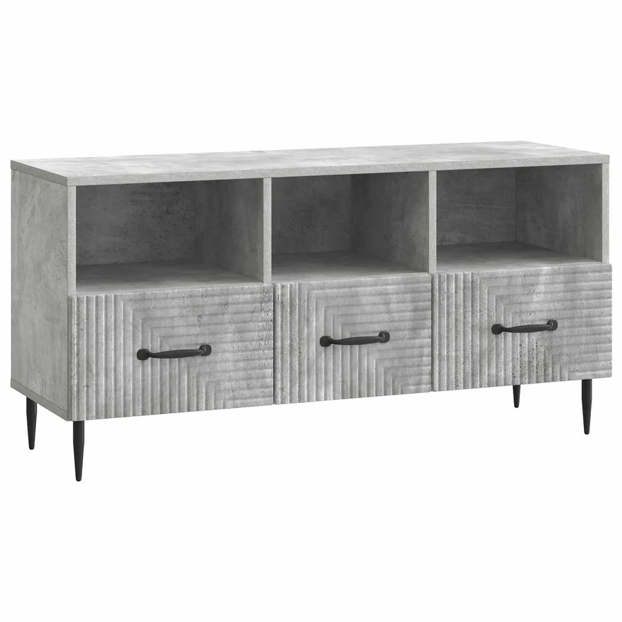 Meuble TV Gris béton 102 x 34,5 x 50 cm Bois d'ingénierie - 2