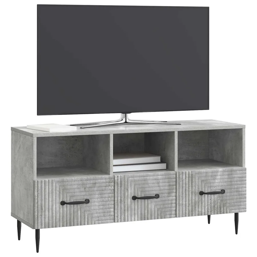 Meuble TV Gris béton 102 x 34,5 x 50 cm Bois d'ingénierie - 3