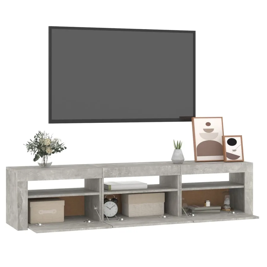 Meuble TV avec lumières LED Gris béton 180x35x40 cm - 11