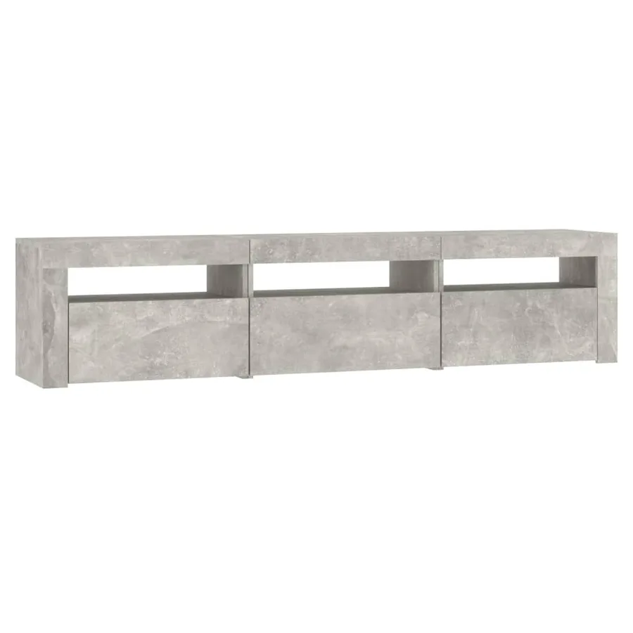 Meuble TV avec lumières LED Gris béton 180x35x40 cm - 6