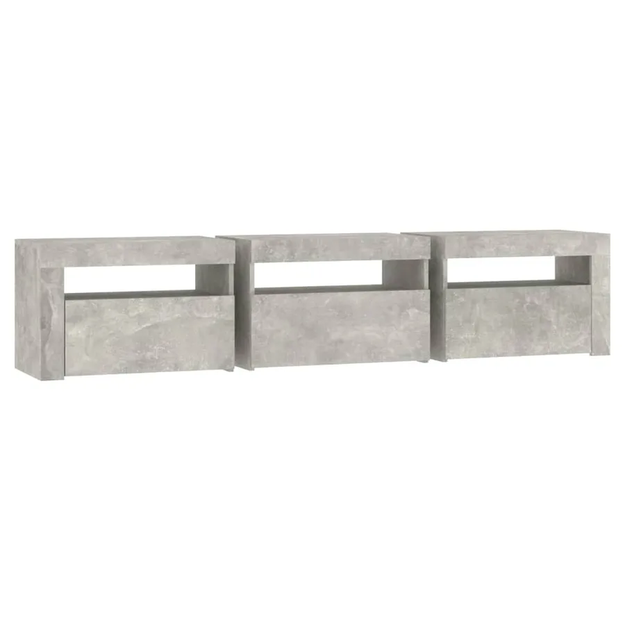 Meuble TV avec lumières LED Gris béton 180x35x40 cm - 7