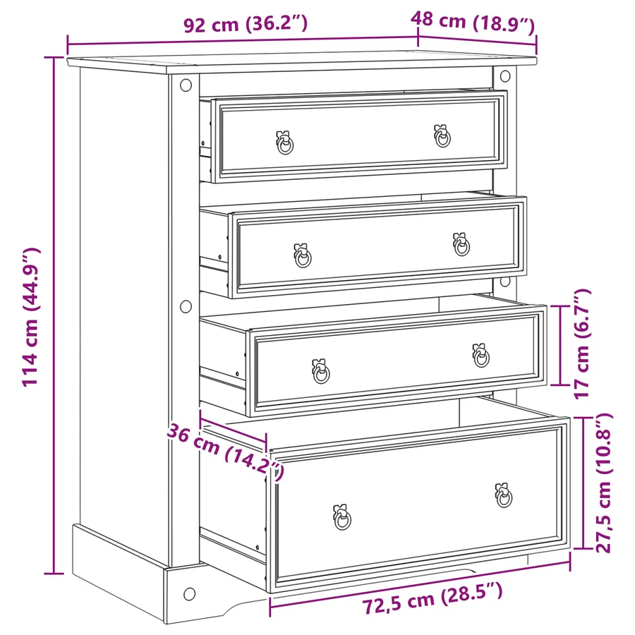 Coffres de rangement avec tiroir Corona Blanc 92 x 48 x 114 cm - 9
