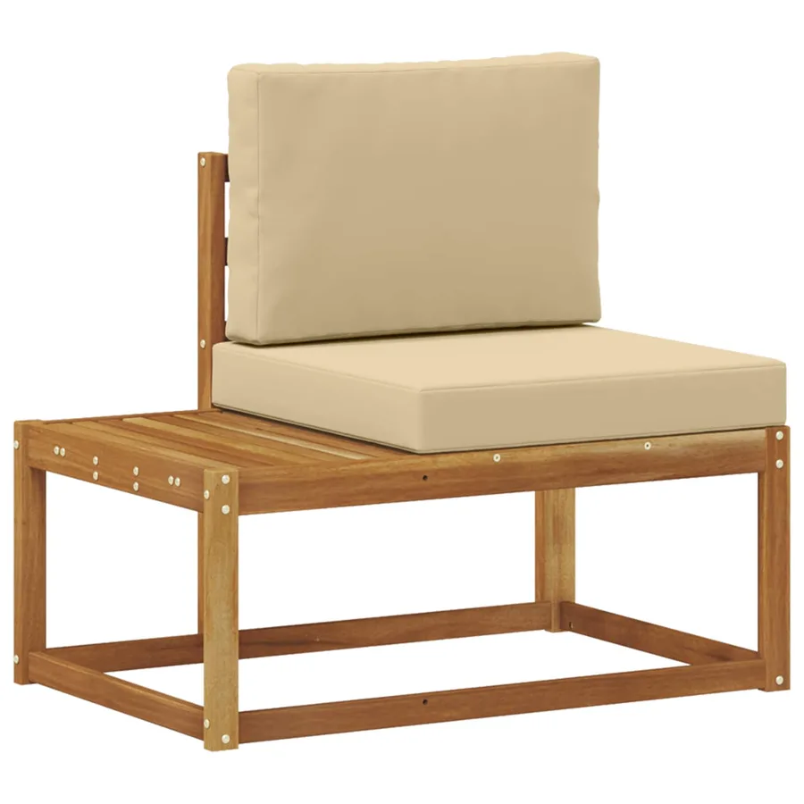 Ensemble de canapés d'extérieur avec coussin 3 pcs Naturel - 5
