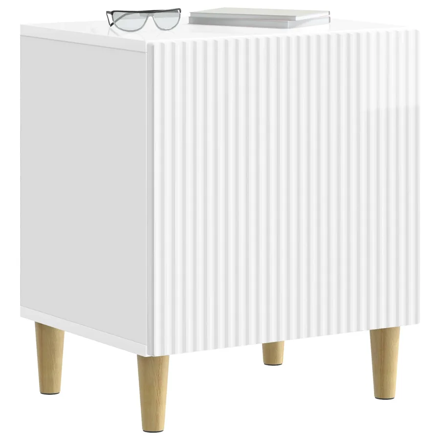 Cabinet de chevet 2 pcs Blanc brillant 43 x 34,5 x 50 cm - 3