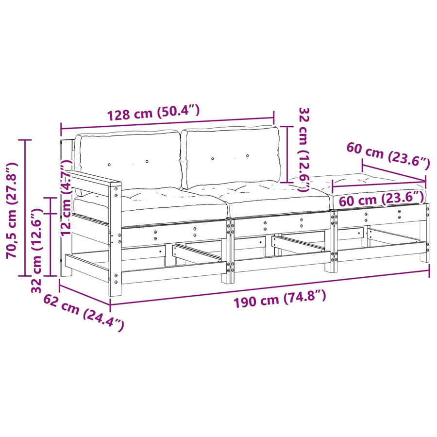 Unité de canapé sectionnel Brun cire 190 x 62 x 70,5 cm - 10