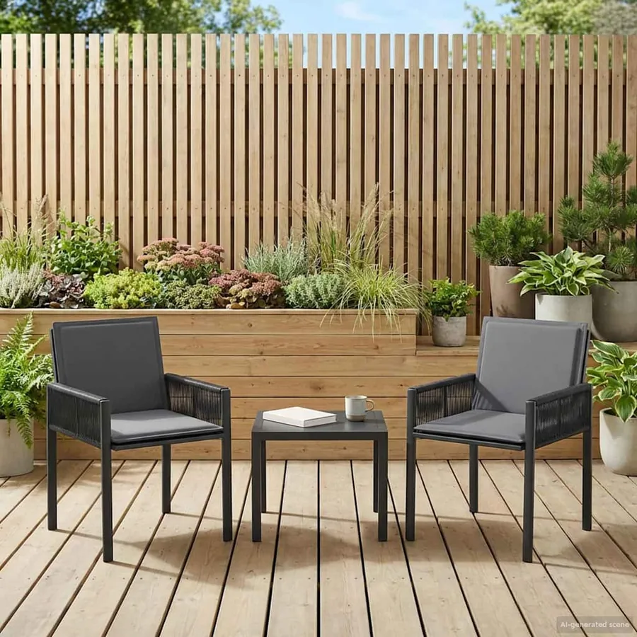 Chaises de jardin 6 pcs Noir et Gris foncé polyrotin