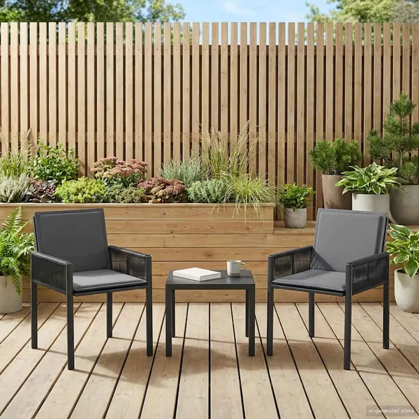 Chaises de jardin 6 pcs Noir et Gris foncé polyrotin