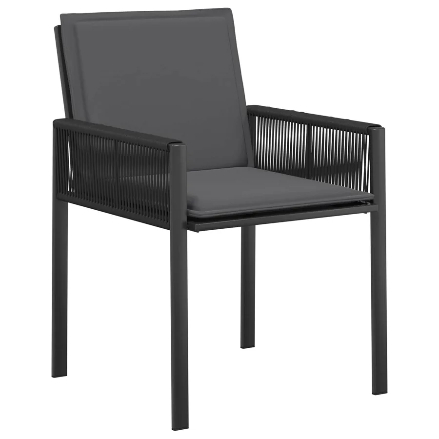 Chaises de jardin 6 pcs Noir et Gris foncé polyrotin - 4