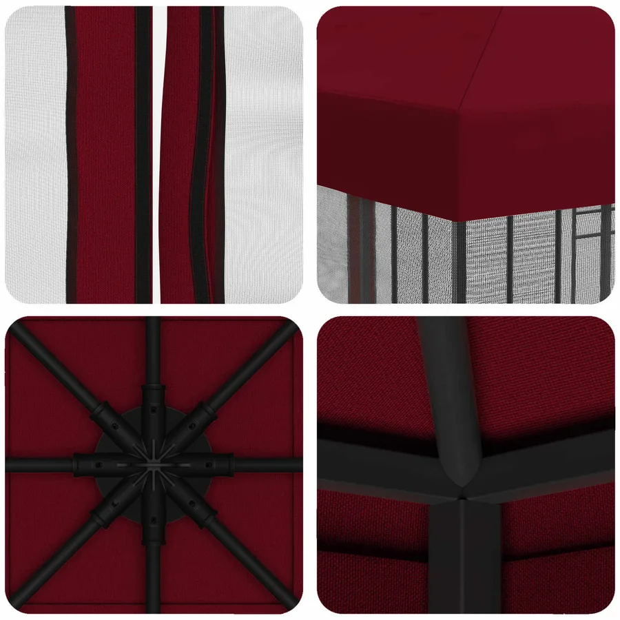 Abri de jardin avec parois 3 x 3 m Bordeaux Polyester et Acier - 7
