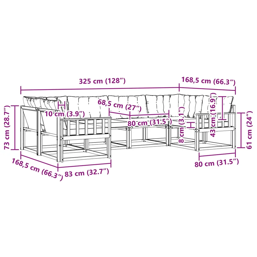 Ensemble de canapés d'extérieur 6 pcs Gris Naturel et Clair - 11