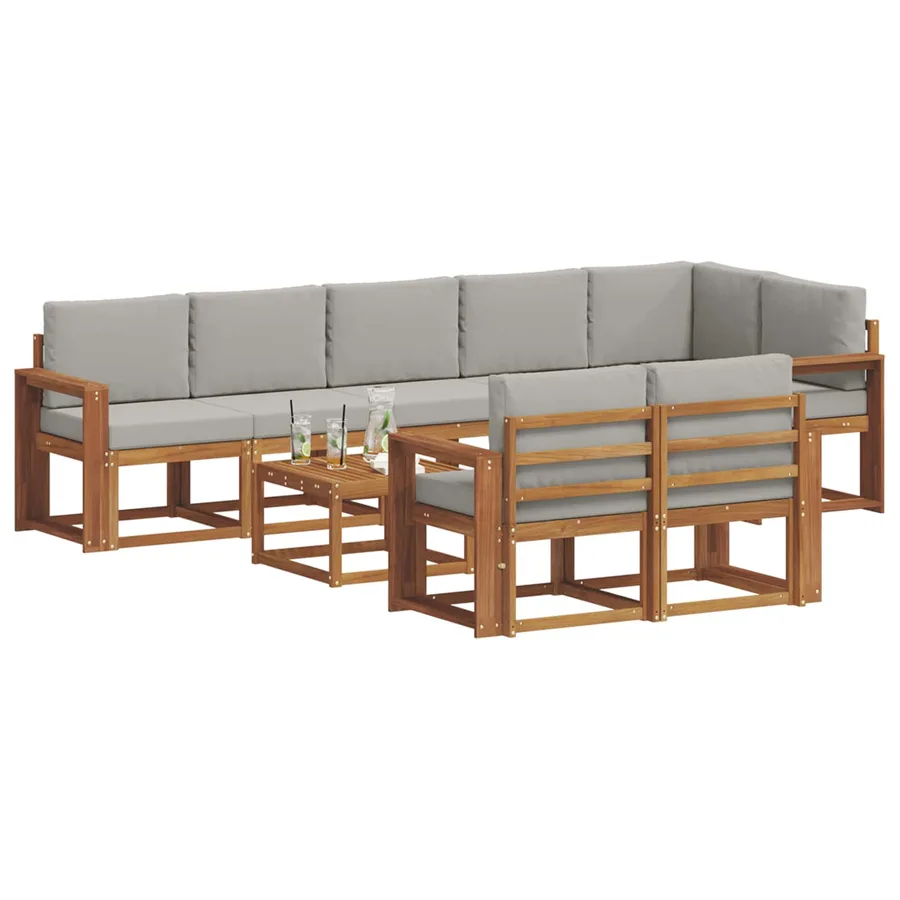 Ensemble de canapés d'extérieur 9 pcs Gris Naturel et Clair - 3