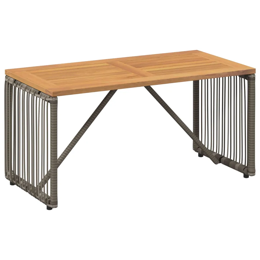 Table de jardin Gris et marron 80 x 40 x 40 cm polyrotin - 2