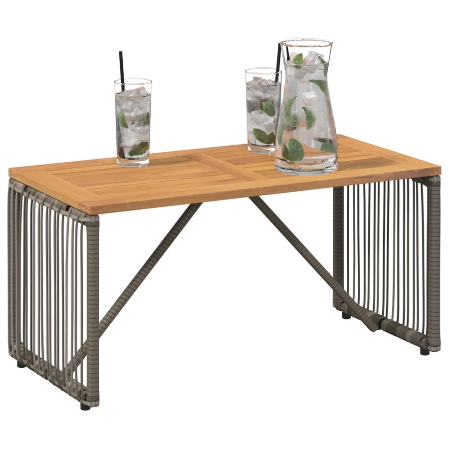 Table de jardin Gris et marron 80 x 40 x 40 cm polyrotin - 3