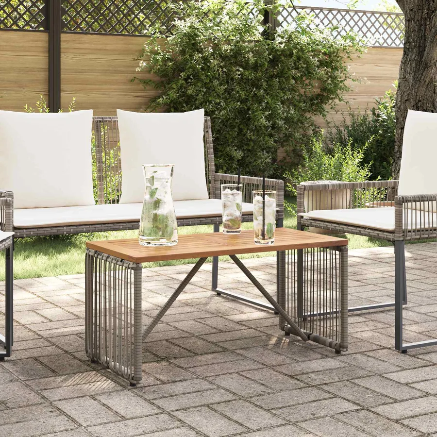 Table de jardin Gris et marron 80 x 40 x 40 cm polyrotin - 4