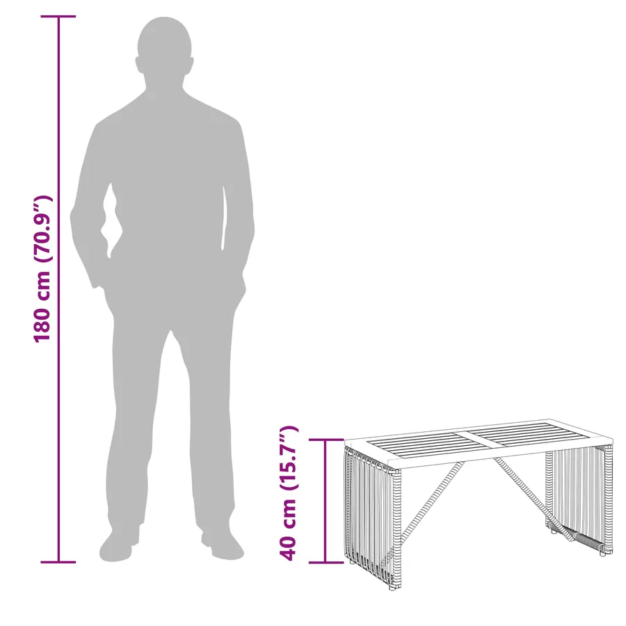 Table de jardin Gris et marron 80 x 40 x 40 cm polyrotin - 8
