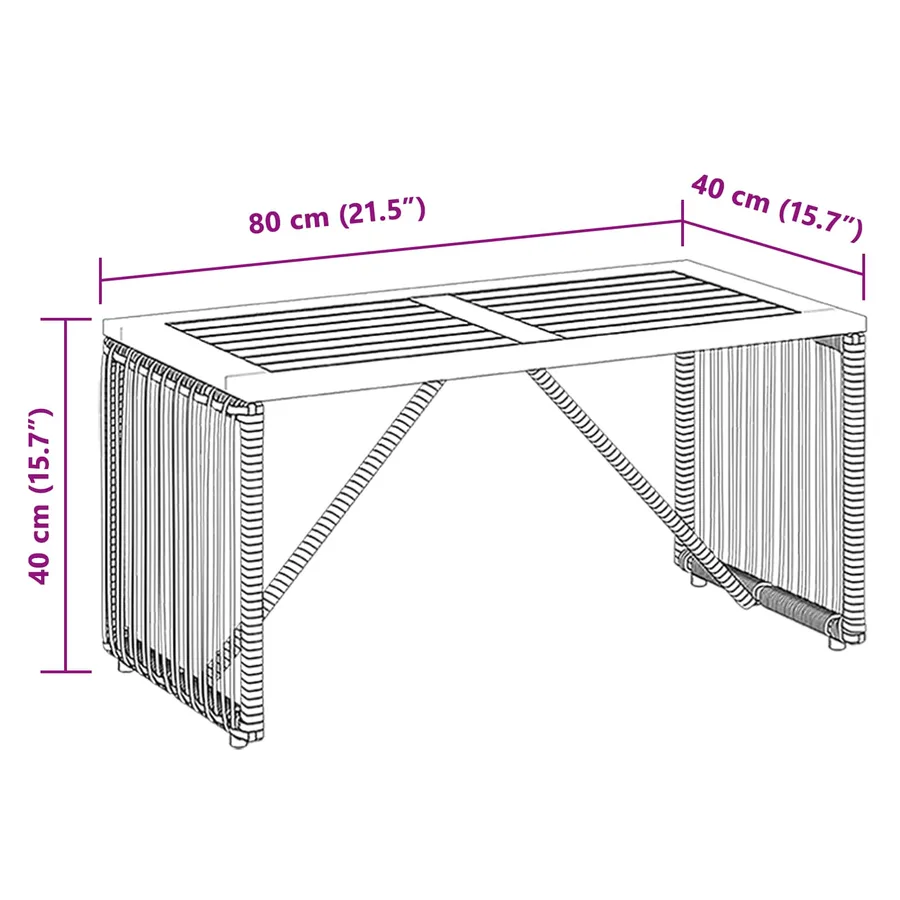 Table de jardin Gris et marron 80 x 40 x 40 cm polyrotin - 9