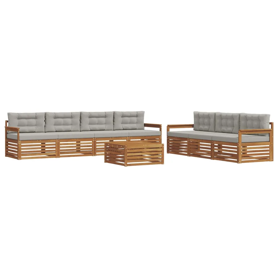 Ensemble de canapés d'extérieur 8 pcs Gris Naturel et Clair - 2