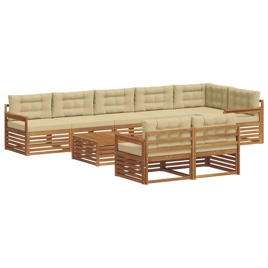 Ensemble de canapés d'extérieur 9 pcs Naturel et Beige - 2