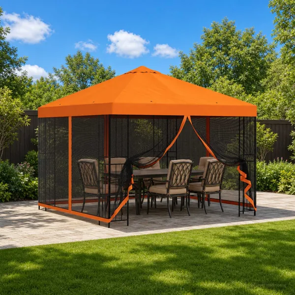 Abri de jardin avec parois 3 x 3 m Orange Polyester et Acier