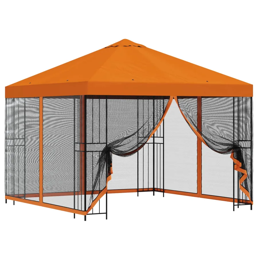 Abri de jardin avec parois 3 x 3 m Orange Polyester et Acier - 2