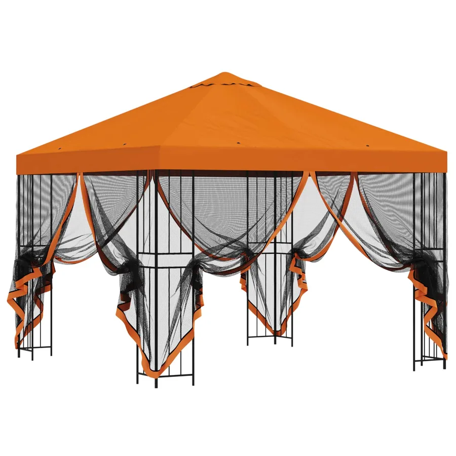 Abri de jardin avec parois 3 x 3 m Orange Polyester et Acier - 4