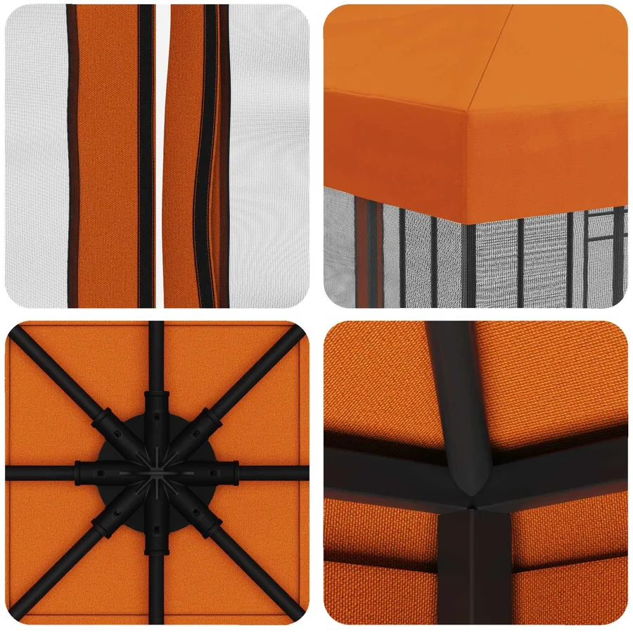 Abri de jardin avec parois 3 x 3 m Orange Polyester et Acier - 7