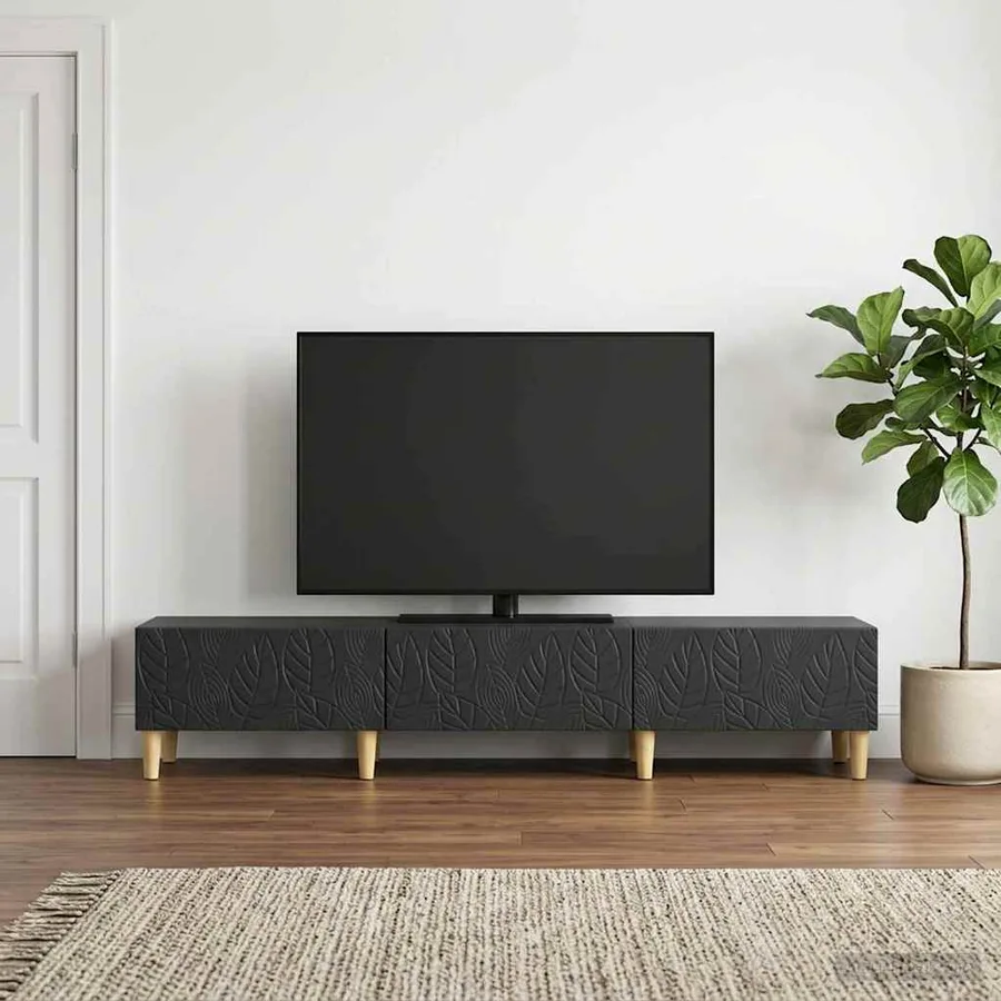 Meuble TV 147 x 34,5 x 30 cm Noir Bois d'ingénierie - 3