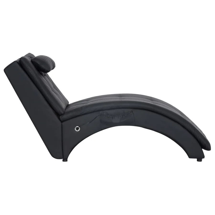 Chaise longue de massage avec oreiller Noir Similicuir - 3
