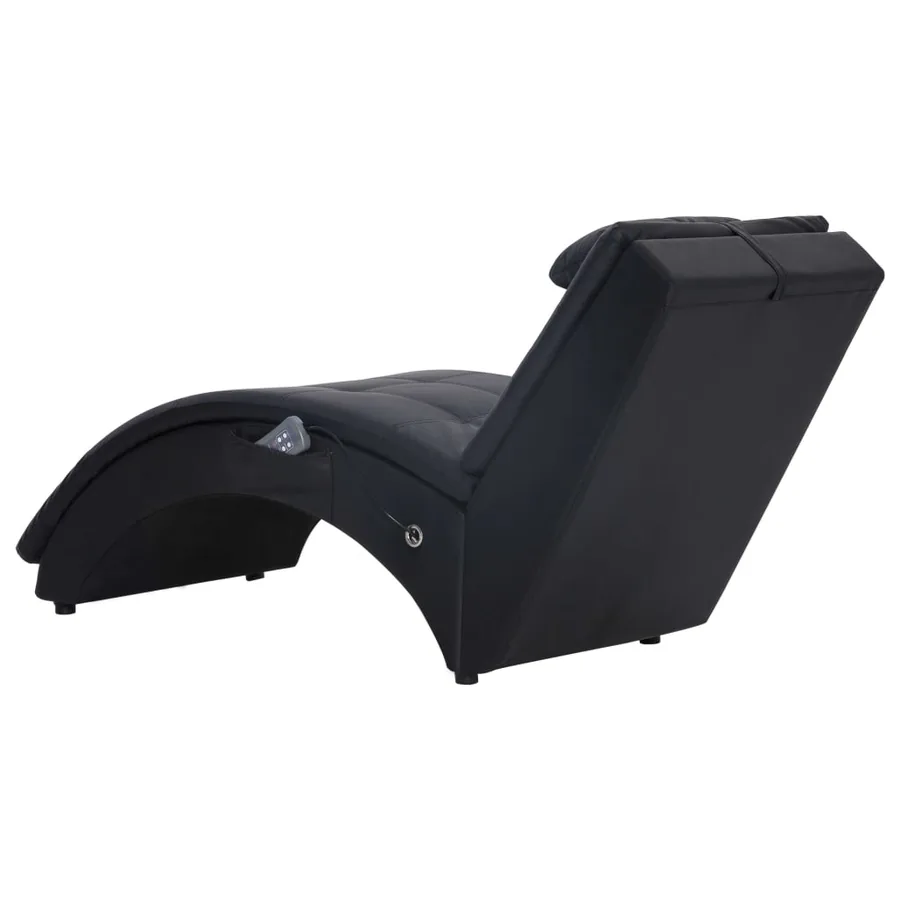 Chaise longue de massage avec oreiller Noir Similicuir - 4