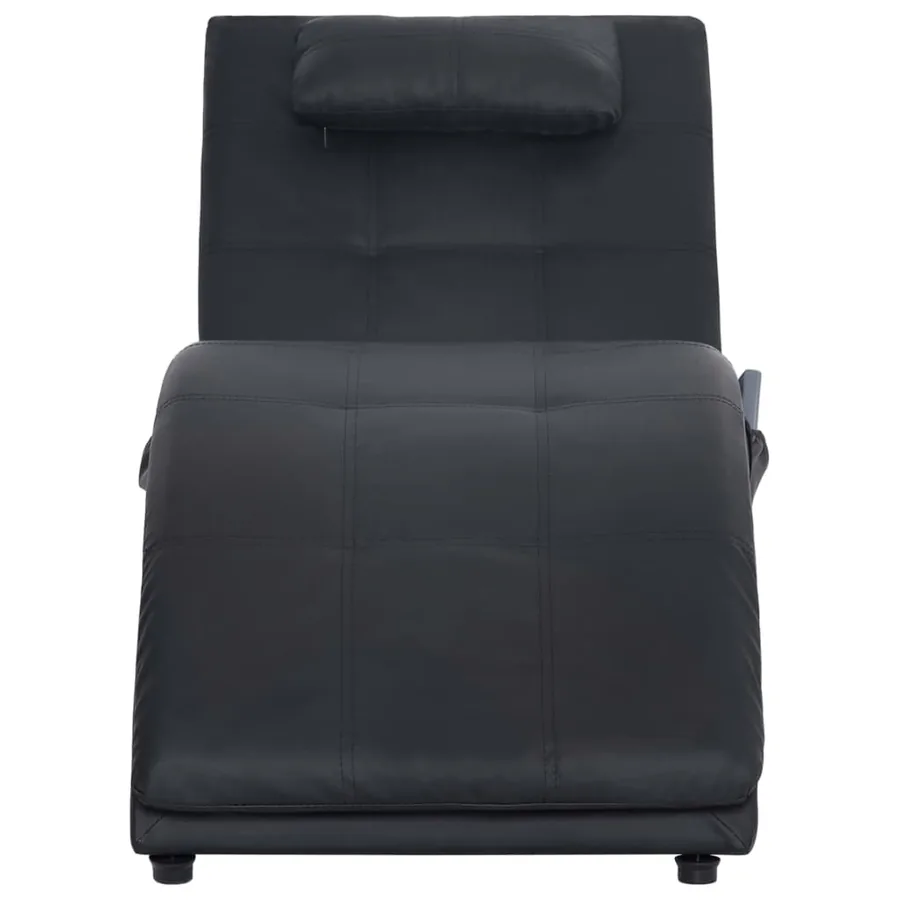 Chaise longue de massage avec oreiller Noir Similicuir - 5