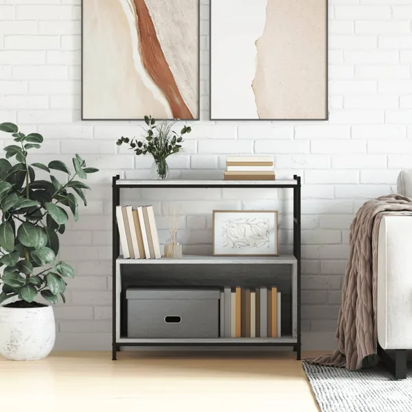 Bibliothèque sonoma gris 80x30x78,5 cm bois d'ingénierie et fer