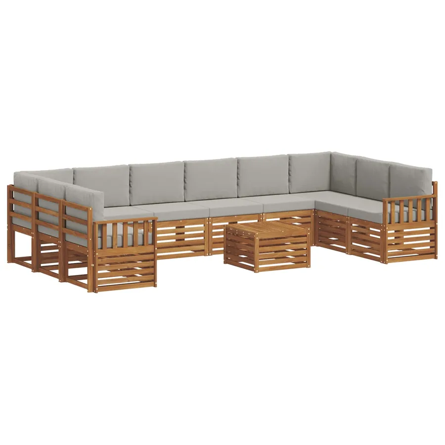 Ensemble de canapés d'extérieur 11 pcs Gris Naturel et Clair - 2