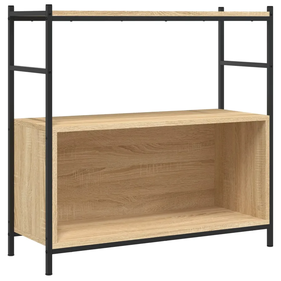 Bibliothèque chêne sonoma 80x30x78,5cm bois d'ingénierie et fer - 2