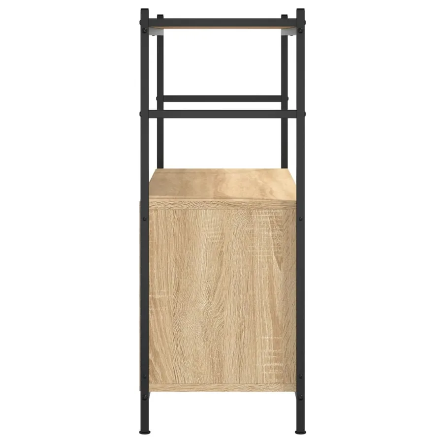 Bibliothèque chêne sonoma 80x30x78,5cm bois d'ingénierie et fer - 5
