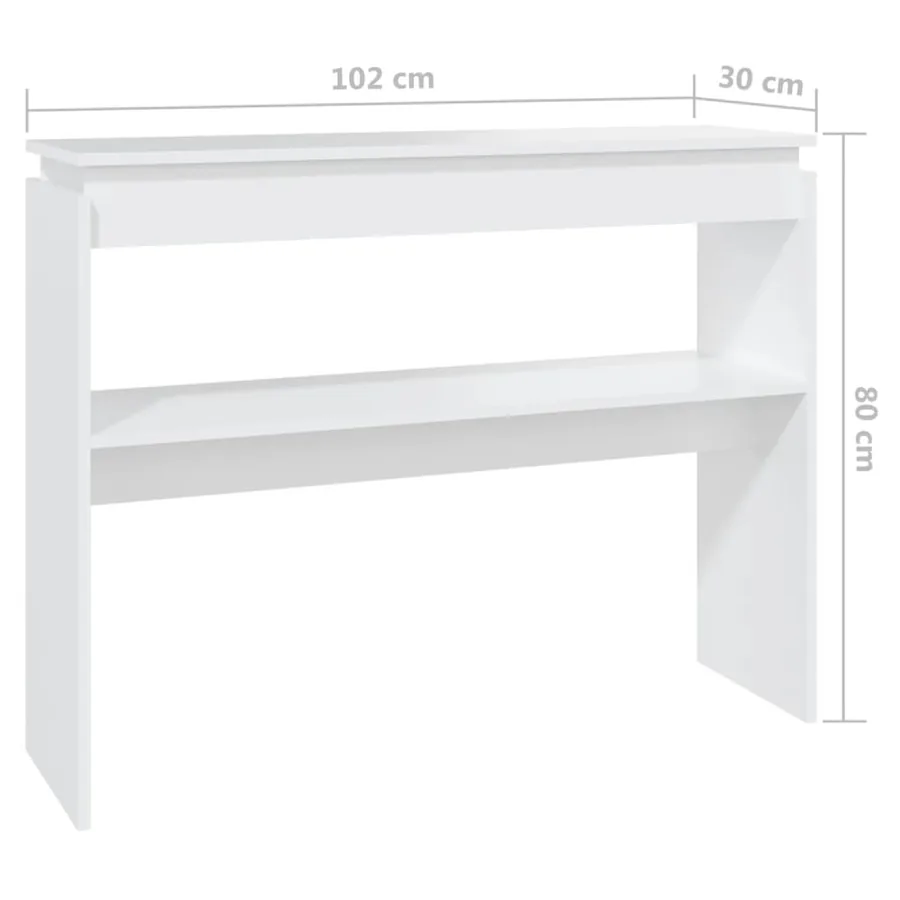 Table console blanc 102x30x80 cm bois d'ingénierie - 6