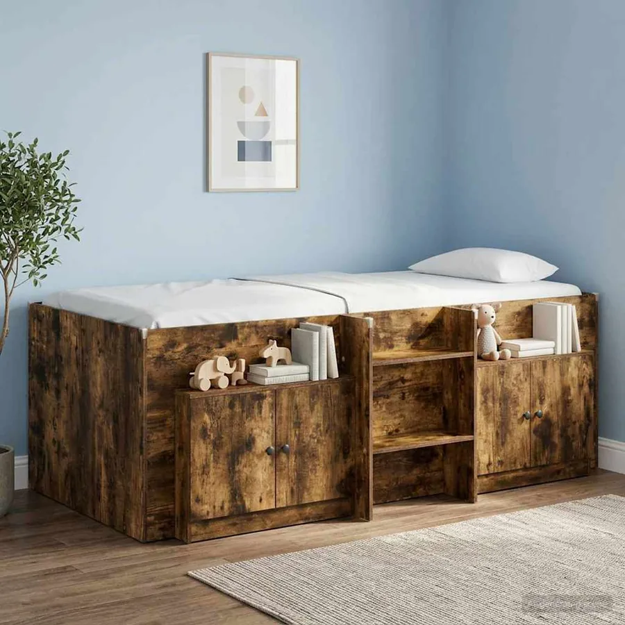 Armoire de rangement pour lit mezzanine 2 pc Chêne fumé